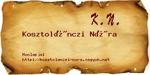 Kosztolánczi Nóra névjegykártya