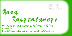 nora kosztolanczi business card